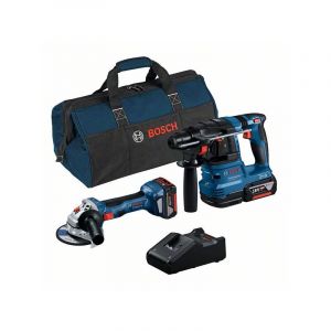 Bosch Professional combo-kit GWS 18V-7 + GBH 18V-22 (avec 2 batteries de 4,0 Ah, chargeur GAL 18V-40, dans sac à outils)