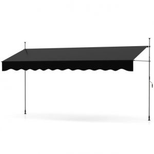 Parasol Coast sans perçage - 400 x 120 x 210-300 cm - Noir - Extensible manuellement et réglable en hauteur