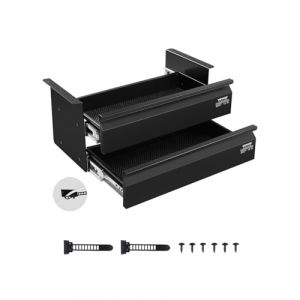 VEVOR Tiroir Coulissant sous Bureau, 457x227x200 mm, Tiroir Organisateur de Rangement sous Bureau Caché à 2 Couches, Capacité de Charge 5 kg, pour Maison sous Table, Poste de Travail Assis-debout