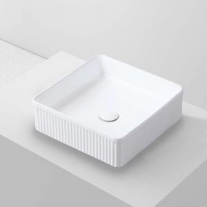 Lavabo à poser CORINTO IBI céramique 37,5x13x37,5 cm blanc