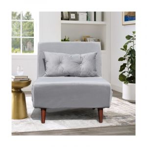 Fauteuil convertible lit une place tissu velours Gris dimension: 80x90x84 cm-dimension lit: 80x190x28 cm