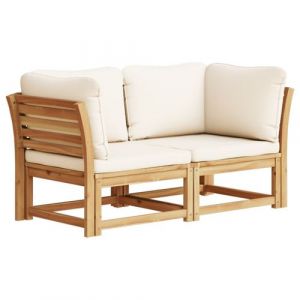 Canapé de jardin vidaXL 2 places bois massif d’acacia coussins modulable extérieur 3214290