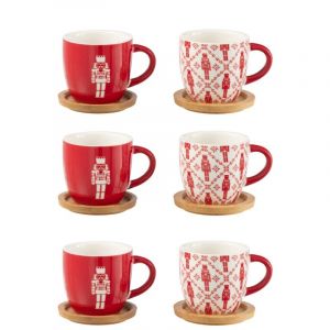 J-Line Lot céramique rouge h.6cm