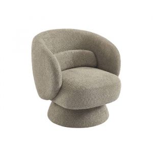Fauteuil pivotant. rotatif 360° en tissu avec coussin beige - L 76 x P 76 x H 76.5cm - Elias