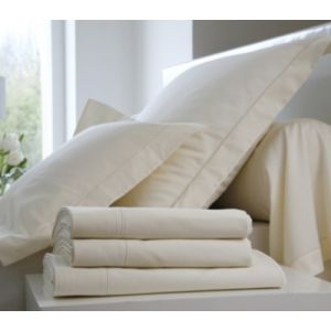 Blanc des vosges Uni Satin Drap housse Coton Naturel 90 x 190 cm bonnet de 30 cm