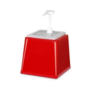 Hendi Distributeur de Sauce avec Pompe - Rouge - 2,5 l - Rouge