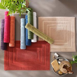 Image de Tapis de bain 60x60 vert tilleul en coton 900 g/m&sup2;