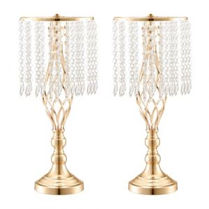 VEVOR Vase de mariage, lot de 12, supports de fleurs de mariage en cristal de 49 cm de haut, vase or en métal pour centre de table pour dîner de mariage, cérémonie, anniversaire, événement, décoration