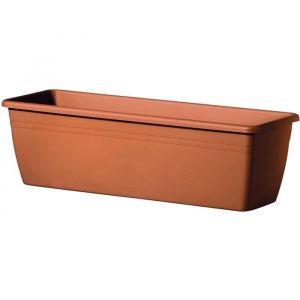 Deroma Jardiniere Miramare - 40x17x14,5 cm - 6L - Terre rouge - Plastique injecté - Résistant au gel, résistant aux UV, percé, recyclable - Usage : extérieur