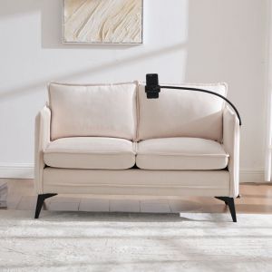 Liberté - Canapé deux places pour le salon, la chambre et le jardin avec support pour téléphone portable et usb, blanc