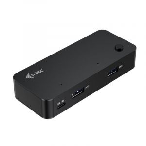 i-tec HUB Universel KVM 2x USB-C + 2x USB-A 3.0, 4 Ports, Noir, 5000 Mbit/s