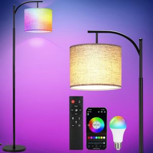 Rosnek - Lampadaire Salon Connecté WiFi - Ambiance rgb & Blanc Réglable 3000K-6000K via App, Base Stable 155cm avec Abat-Jour Rotatif
