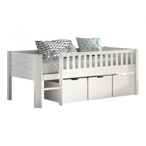 Vipack Furniture Petits-meubles - Lit mi-hauteur 90x200 cm avec 3 tiroirs blanc - nifty