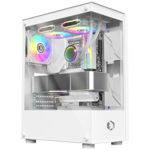 Empire Gaming Boîtier PC Gamer - CM-241 - ARGB - 3 Ventilateurs 120mm - Blanc - Micro-ATX/ITX