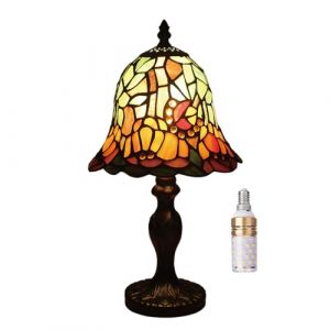 8 "lampe de table style tiffany abat-jour en verre teinté lampe de bureau vintage petite lampe de chevet chambre salon bureau lecture antique art déco(Color:M-6)