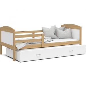 Lit Gigogne Mateo 90x190 Pin Pin - blanc Livré avec sommiers, tiroir et matelas en mousse de 7cm - Pin - blanc