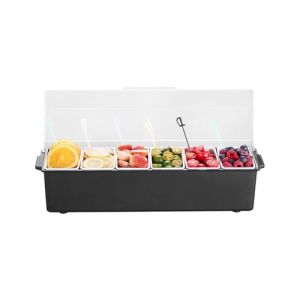 Saladette Réfrigérée à Poser-VEVOR-avec 6 Bacs et Couvercles-Vitrine Réfrigérée pour Pizzeria Refroidi par Glace