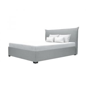 Image de Lit coffre adulte cl ique Tissu Gris clair Sommier inclus 160 x 200 cm CUSHION