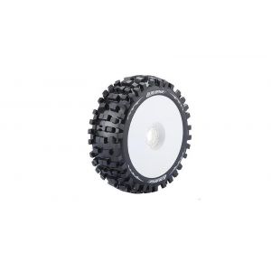 Louise RC - B-ULLDOZE - Pneus 1-8e Buggy - Soft - Jantes Blanches - Hex 17mm - 1 Paire