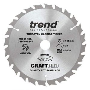 Trend Lame de scie TCT combinée CraftPro, 165 mm x 24 dents x alésage 20 mm, pointe en carbure de tungstène, CSB/16524T