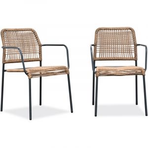 DCB Garden Citygarden - marceau - Lot de 2 fauteuils de jardin en corde et acier gris anthracite - city garden