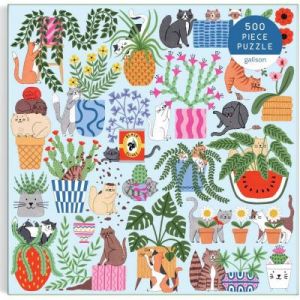 Galison Puzzle 500 pièces : Chats dans les plantes d'intérieur