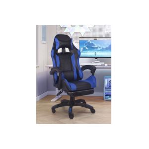 Concept-Usine Chaise De Gaming Massante Noire Et Bleue Avec Repose Pieds Ultim