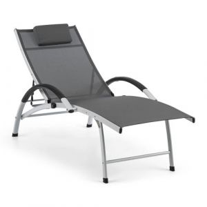 Image de Blumfeldt Sun Valley Chaise longue pliante de jardin avec coussin - gris