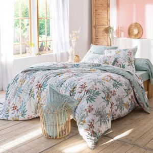 Housse de couette 200x200 verte en coton