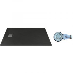 Receveur à poser ou encastrer en résine avec siphon - Noir - 120 x 90 cm - MIRNOSA