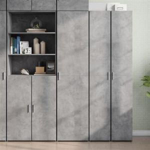 VidaXL Buffet haut gris b&eacute;ton 45x42,5x185 cm bois d'ing&eacute;nierie, buffet, armoire de rangement, panneau lat&eacute;ral, armoire, 3281409