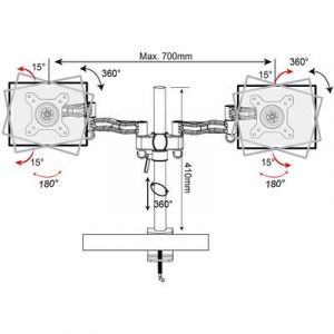 Duronic DM352 Support de bureau pour deux écrans LCD / LED - Gamme Easy