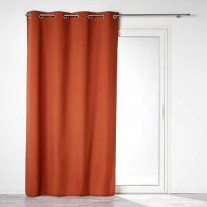 RIDEAU A OEILLETS 140 x 260 CM 100% OCCULTANT/MICROFIBRE UNIE OBSCURE TERRACOTTA