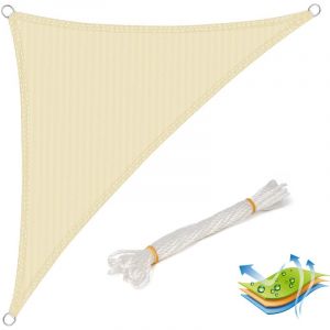 WOLTU Voile d'ombrage triangulaire en HDPE protection contre le soleil avec protection UV pour jardin/terr e 2 5x2 5x3 5m Cr&egrave;me