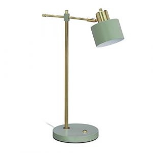 Relaxdays Lampe métallique pour table de travail, abat-jour inclinable, de bureau, E27, dorée,verte