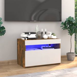 VidaXL Meuble TV avec lumières LED Chêne fumé 60x35x40 cm