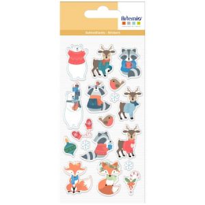Artémio Stickers Puffies Noël - Beary Christmas - Personnages - 18 pcs
