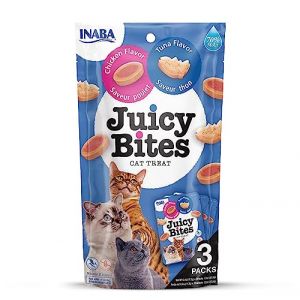 INABA Juicy Bites - Friandises pour Chats - Grignotages avec Un Centre juteux dans des Formes Amusantes - Poulet et Thon.