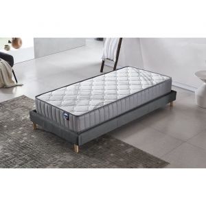 Matelas + Sommier (90 x 190cm)- Matelas Sirius Latex naturel 22cm + Sommier Bois, Stable & Robuste, revêtement Tissu Gris