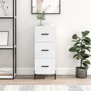 VidaXL Buffet, Armoire Latérale avec 3 Tiroirs, Commode avec Pieds, Meuble de Rangement Salle de Séjour, Moderne, Blanc Brillant Bois d'Ingénierie 828614