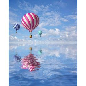 Peinture au num&eacute;ro : Vol en Montgolfi&egrave;re - sans ch&acirc;ssis en bois
