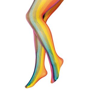 Ruedelafete Collants Résille arc-en-ciel, adulte S/M (36/40)