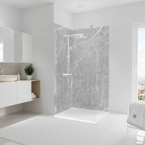 Schulte-ufer Panneau mural Marbre gris profond, rev&ecirc;tement pour douche et salle de bain, D&eacute;coDesign softtouch Lot de 2 panneaux muraux 100 x 210 cm