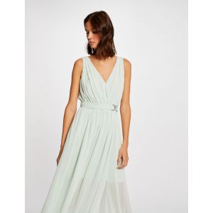 Image de Morgan Robe longue évasée avec boucle vert clair femme - Couleur VERT CLAIR - Taille 38