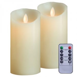 Lot de 2 bougies à led 15 cm en cire avec télécommande, flamme vacillante Vivezen