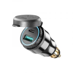 Interphone Cellularline ACCDIN2USBTYPEC Adaptateur de Protection pour téléphones Portables 12 V vers USB Type C, Noir