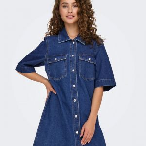 Only Robe Jean Courte ONLBELLE - Bleu en coton Eva