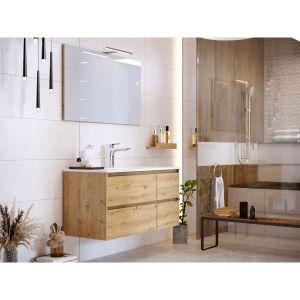 Image de Bobochic Meuble de salle de bain 100 cm BAYO chêne clair - Bois naturel