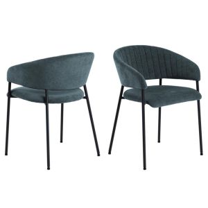 Hellin Chaise scandinave en tissu et pieds en métal noir (lot de 2) ZOLA