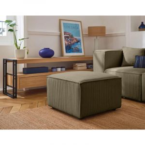 Arty - pouf d'appoint - en velours c&ocirc;tel&eacute; - Vert